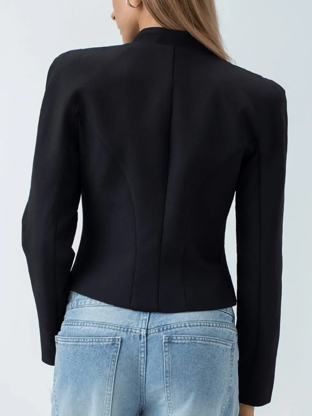 Black Casual Women's Fitted Office Jacket